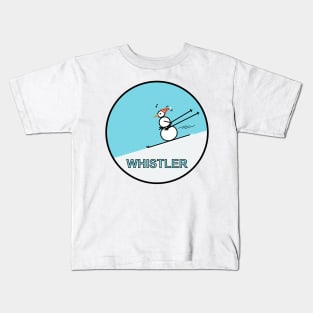 Frosty the Snowman skiing in Whistler. Kids T-Shirt